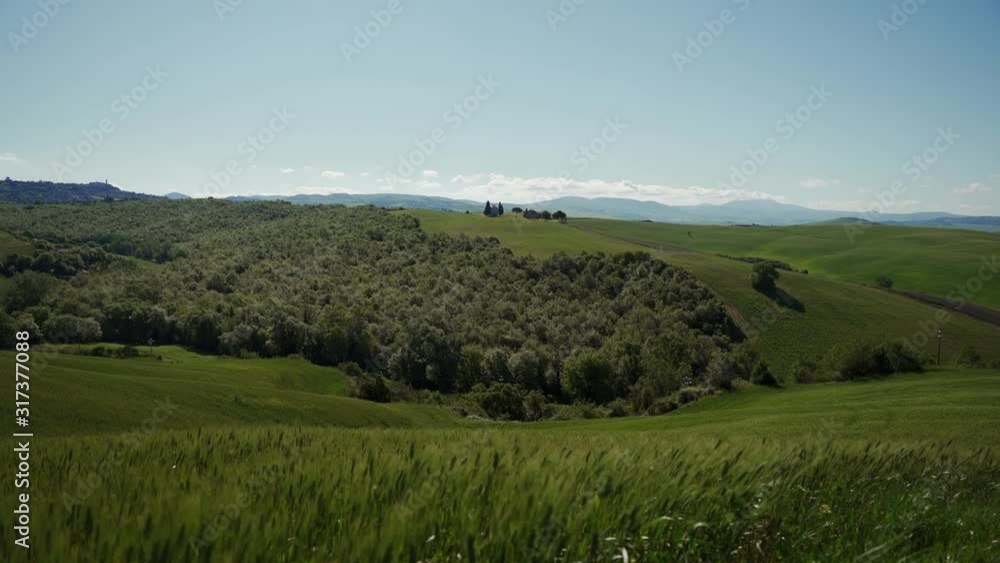 Amazing landscape with the Vitaleta Chapel. Tuscany, Italy. General plan Amazing landscape with the Vitaleta Chapel. Tuscany, Italy. General plan