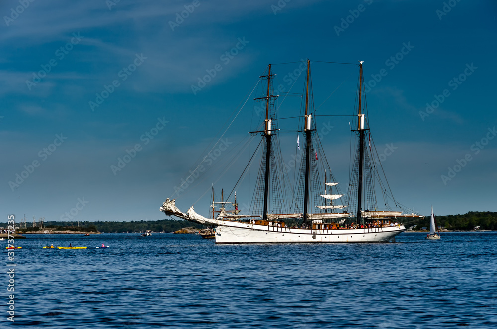 Tall Ship anchored in the St. Lawrence River Tall Ship anchored in the St. Lawrence River