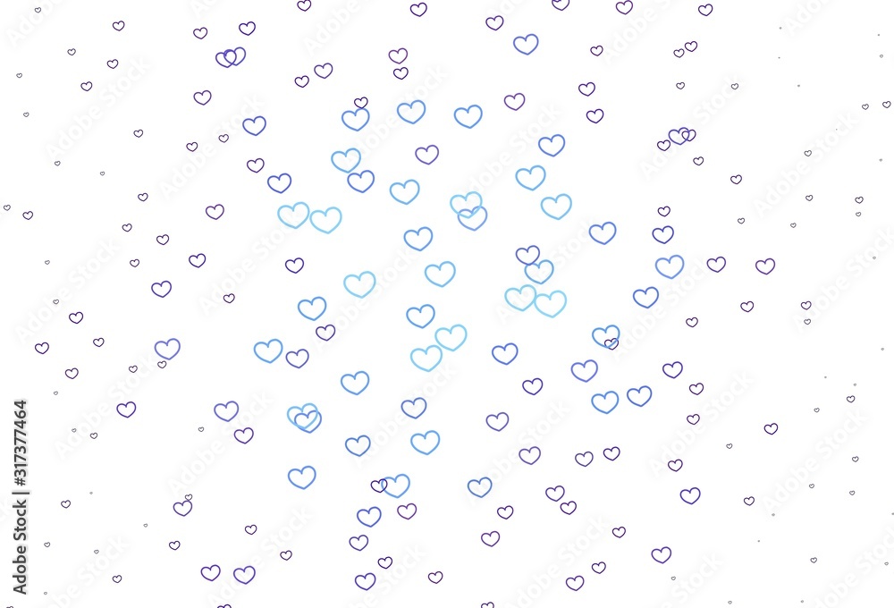 Light Pink, Blue vector background with hearts. Light Pink, Blue vector background with hearts.