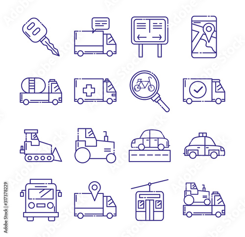 Isolated vehicles icon set vector design