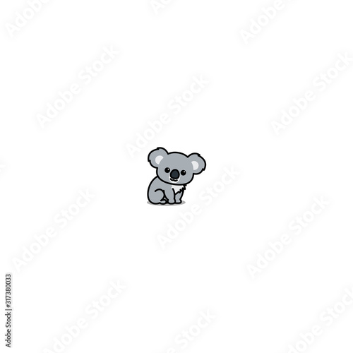 Cute koala sitting cartoon icon, vector illustration