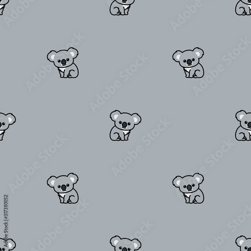 Cute koala sitting cartoon seamless pattern, vector illustration