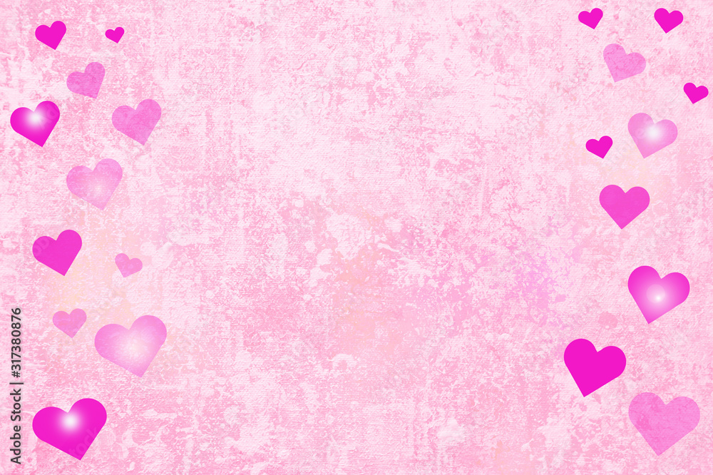 A pink acrylic painting by Robbin Siembieda with floating hearts. A textured background backdrop with a text area in the center. A pink acrylic painting by Robbin Siembieda with floating hearts. A textured background backdrop with a text area in the center.
