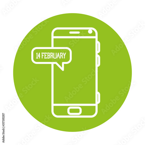 smartphone with speech bubble on green background