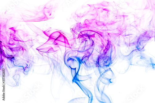 Colored smoke on white background