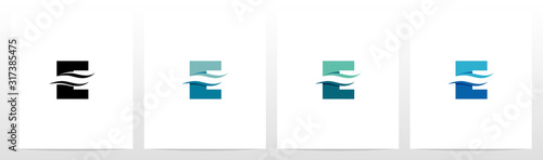 Water Wave On Letter Logo Design E