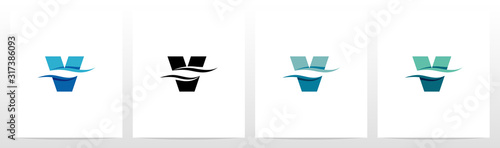 Water Wave On Letter Logo Design V