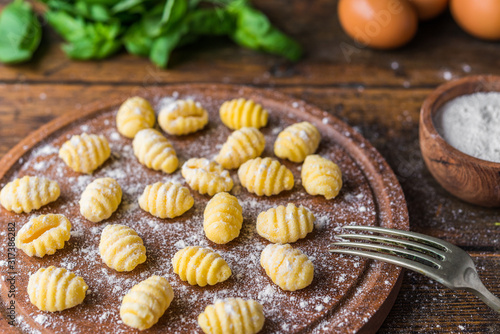 Making gnocchi, traditional Italian pasta food made of potatoes and flour