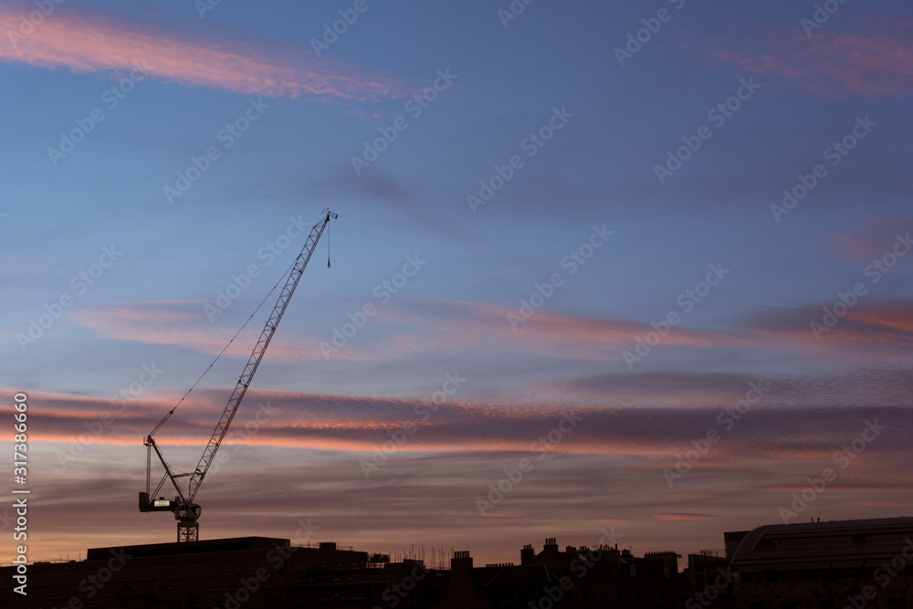 silhouette of crane silhouette of crane