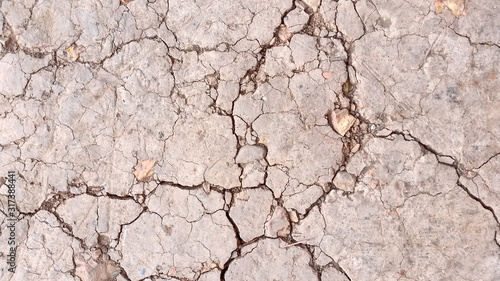 Dried land or macro cracked soil. Photo of ground during drought background. Hard shadows and arid ground from above. Royalty free stock picture.