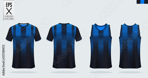 T-shirt sport mockup template design for soccer jersey, football kit. Tank top for basketball jersey and running singlet. Sport uniform in front view and back view.  Vector art Illustration.