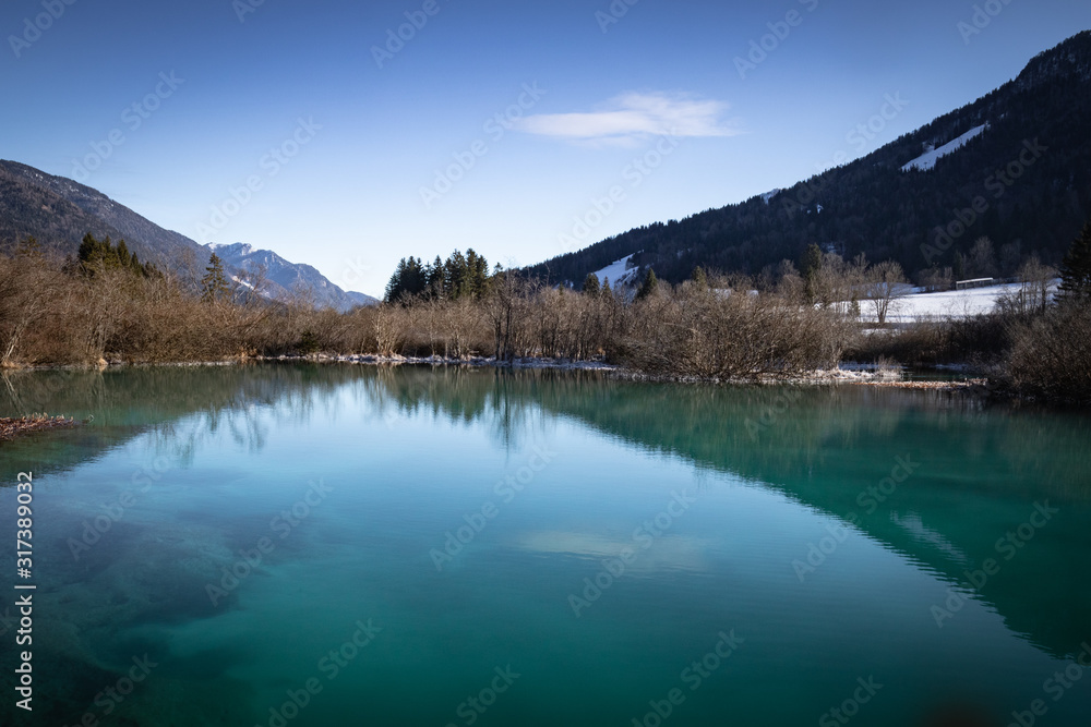 scenic view on river source lake zelenci, slovenia