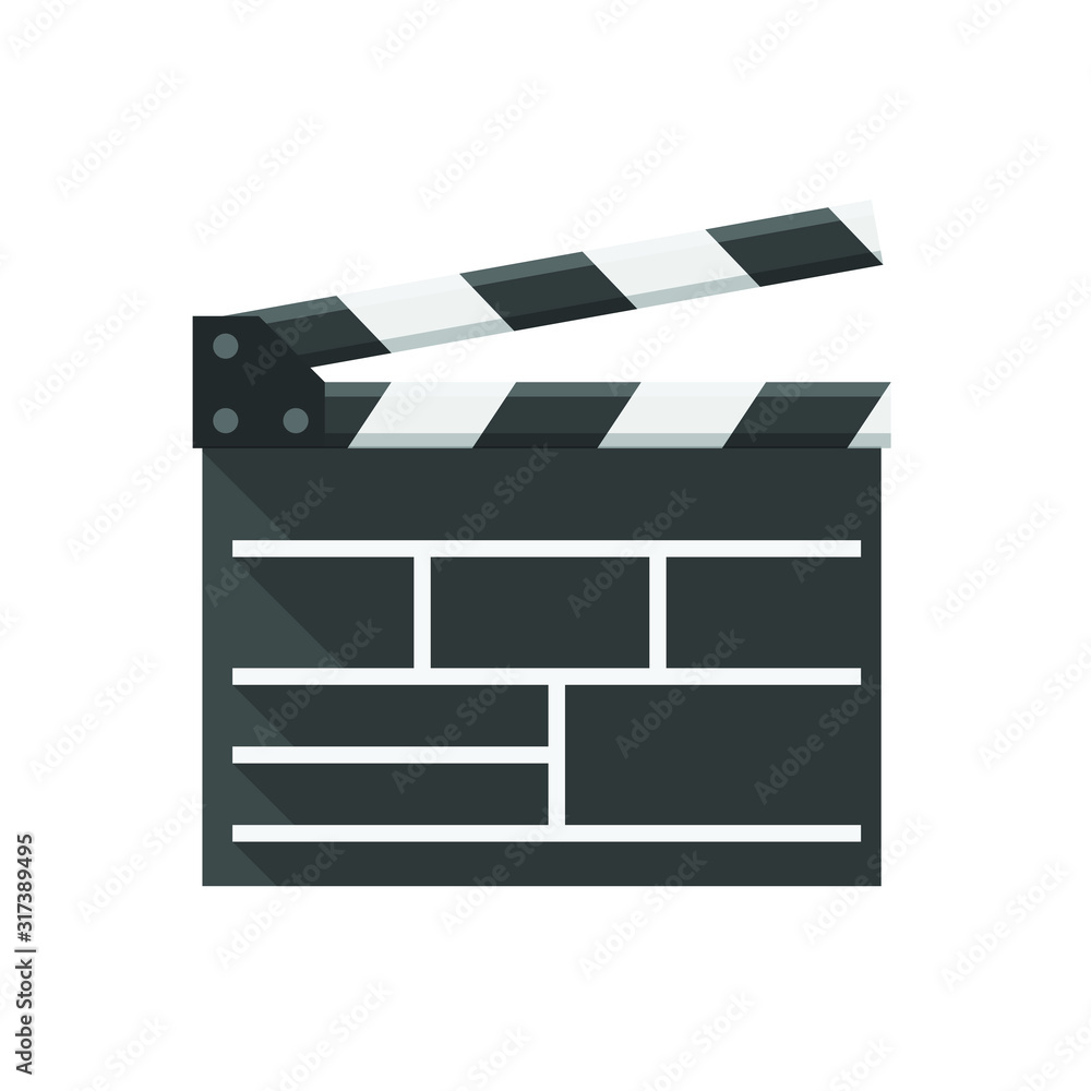 Fototapeta premium Movie clapper board in flat style isolated vector on white background