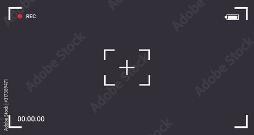 camera screen viewfinder frame and focus rec or recording online video live stream horizontal vector illustration