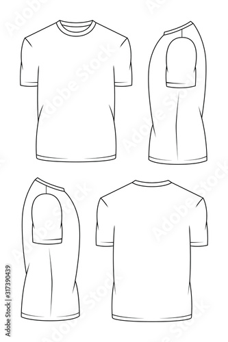 Set of T-shirts isolated vector on white background