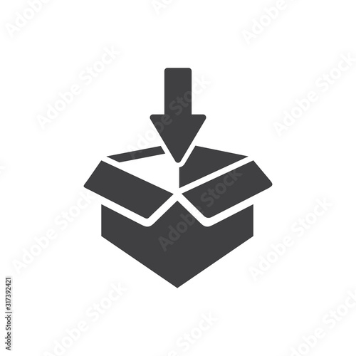 open box icon, put in cardboard icon