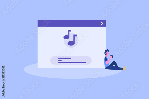 Online Music. Online Podcast illustration concept for web landing page template, banner, flyer and presentation