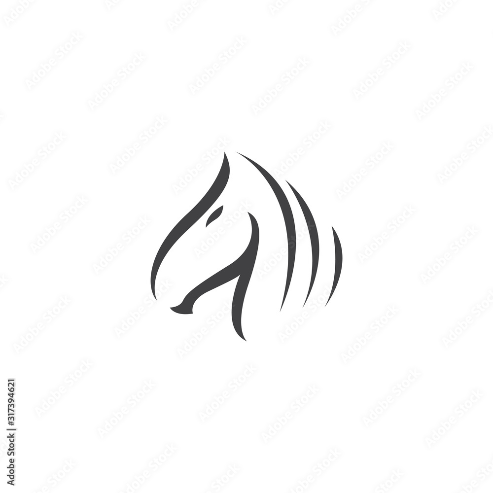 Simple Black Horse Head for Mascot Logo Template