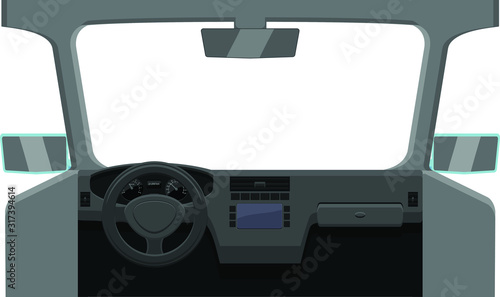 vector illustration of a car windshield and dashboard