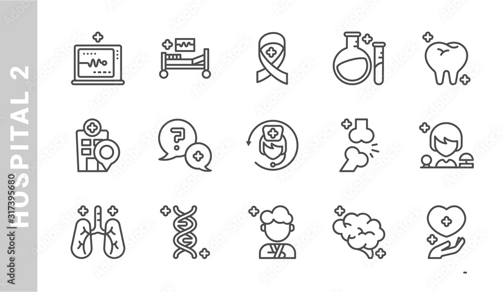 hospital 3 icon set. Outline Style. each made in 64x64 pixel hospital 3 icon set. Outline Style. each made in 64x64 pixel