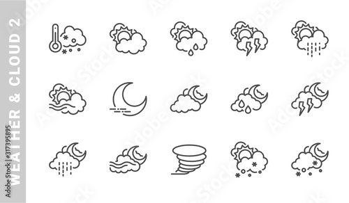 weather & cloud 2 icon set. Outline Style. each made in 64x64 pixel