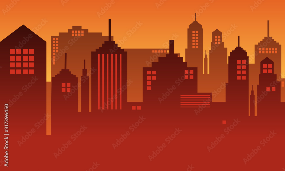 Illustration of background city in the afternoon
