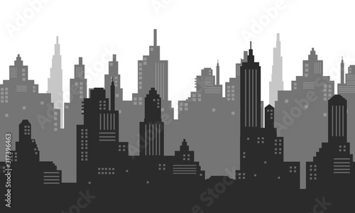 Illustration of city silhouette design in black and white