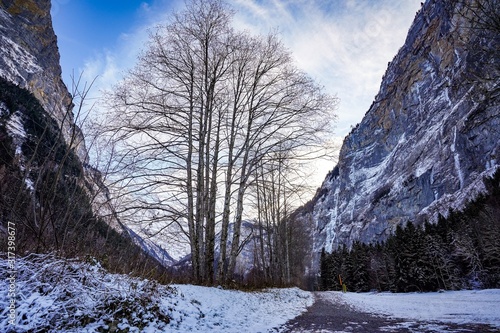 Mürren is a Swiss mountain village at the foot of the Schilthorn peak, Near Mürren is the Lauterbrunnen Valley, with its subterranean, glacial Trümmelbach Falls photo