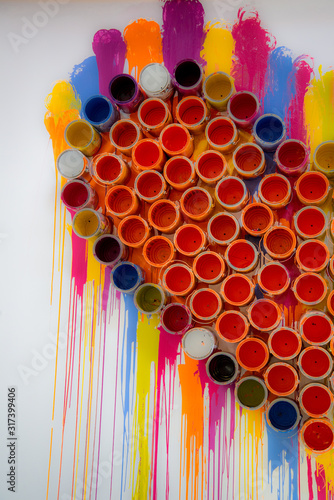 abstract background with paint containers