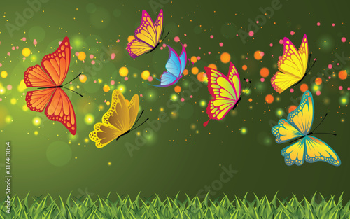 colorful butterfly with colorful abstract background	