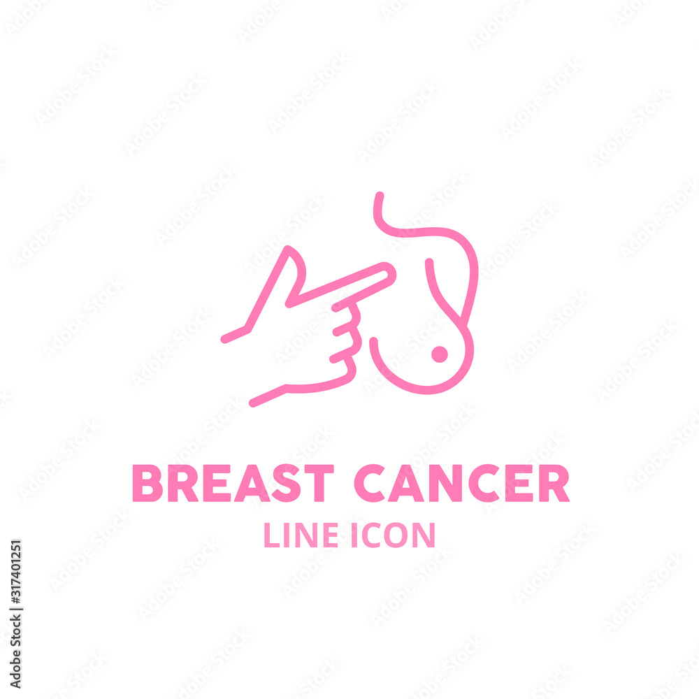 Breast cancer thin line icon. Woman’s breast. Vector illustration symbol elements for web design. Breast cancer thin line icon. Woman’s breast. Vector illustration symbol elements for web design.