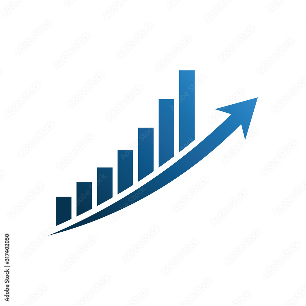 Finance Growth chart graphic bars up rising arrow. Vector Illustration Design Finance Growth chart graphic bars up rising arrow. Vector Illustration Design