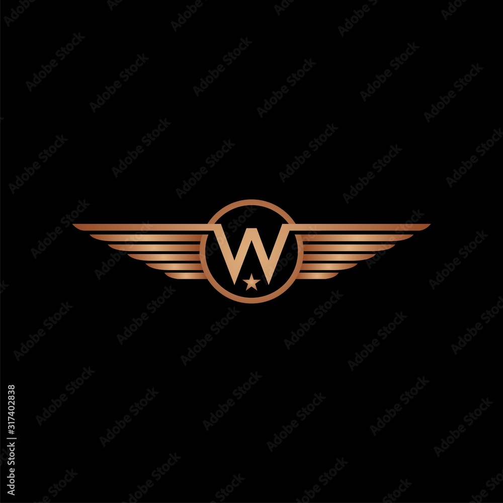 vector letter w with wings emblem logo design vector letter w with wings emblem logo design
