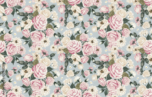 Seamless floral patterns in vintage style.