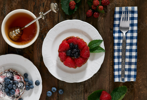 breakfast with strawberries and blueberries