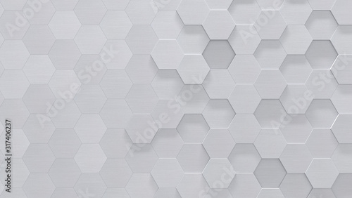 Fototapeta Naklejka Na Ścianę i Meble -  Hexagon Metal Background With Copy-Space (3D Illustration)