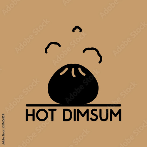 illustration vector graphic of hot dimsum logo with silhouette image of one warm dimsum with warm steam soaring upwards, perfect for a company logo or symbol