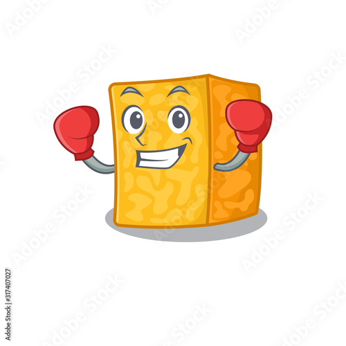 Sporty Boxing colby jack cheese mascot character style
