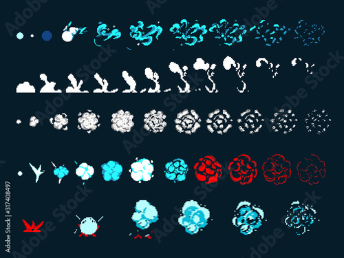 Comic boom flame effects for emotion. Blue and red flames