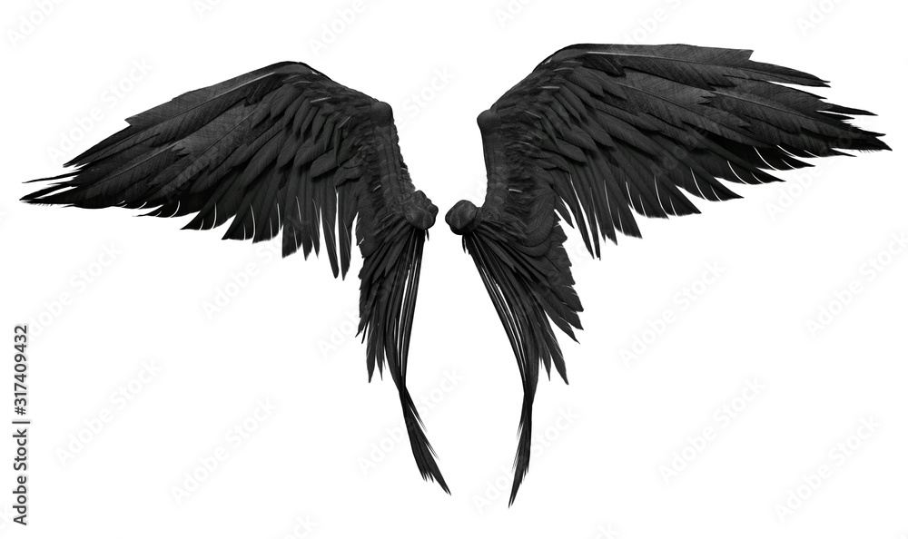 Obraz 3D Rendered Fantasy Angel Wings on White Background - 3D Illustration