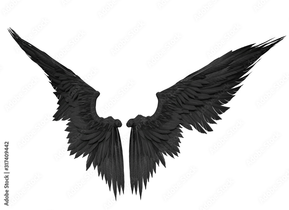 Naklejka premium 3D Rendered Fantasy Angel Wings on White Background - 3D Illustration