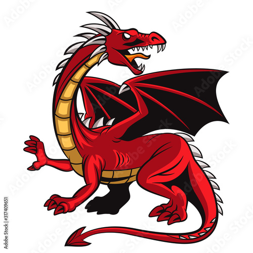 Cartoon angry red dragon mascot