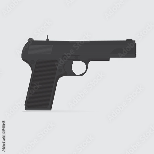 Pistol icon vector. Pistol Illustration. Simple gun icon. Pistol sign on white background. Handgun icon