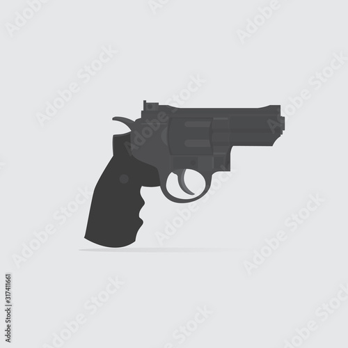 Pistol icon vector. Pistol Illustration. Simple gun icon. Handgun icon. Pistol sign on white background. 