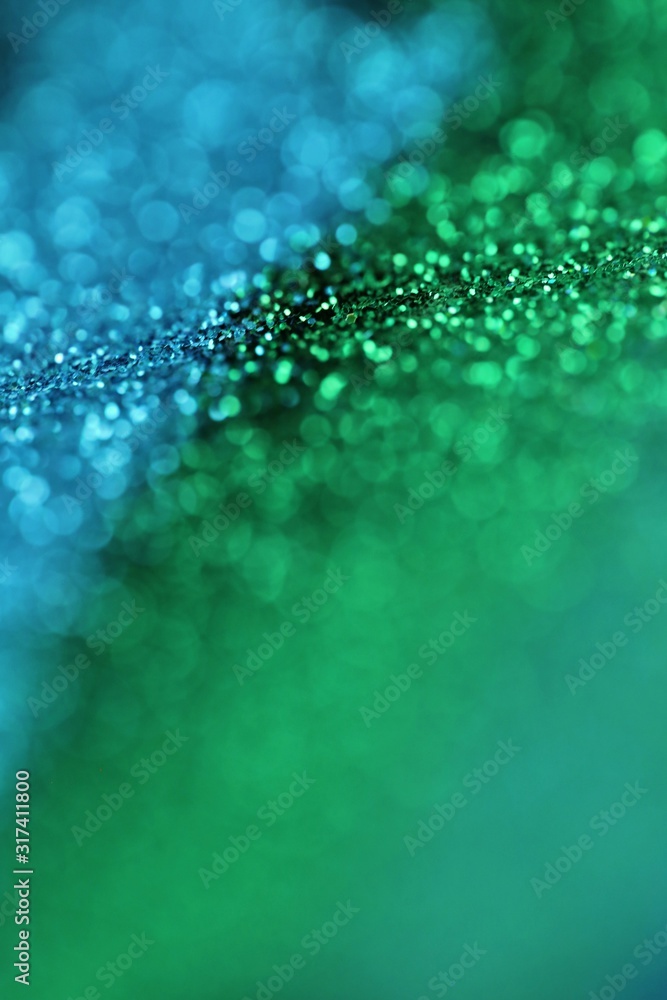 glitter background.blue and Green shiny gloss layout. Green and blue striped glitter with shining bokeh.. glitter brilliant mockup