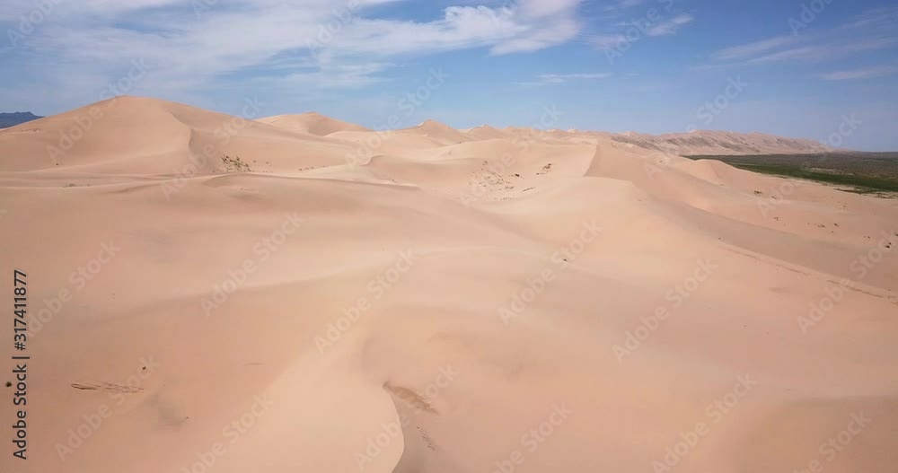 Aerial view of the Khongor Sand Dunes, Gobi Desert, Mongolia. Aerial view of the Khongor Sand Dunes, Gobi Desert, Mongolia.