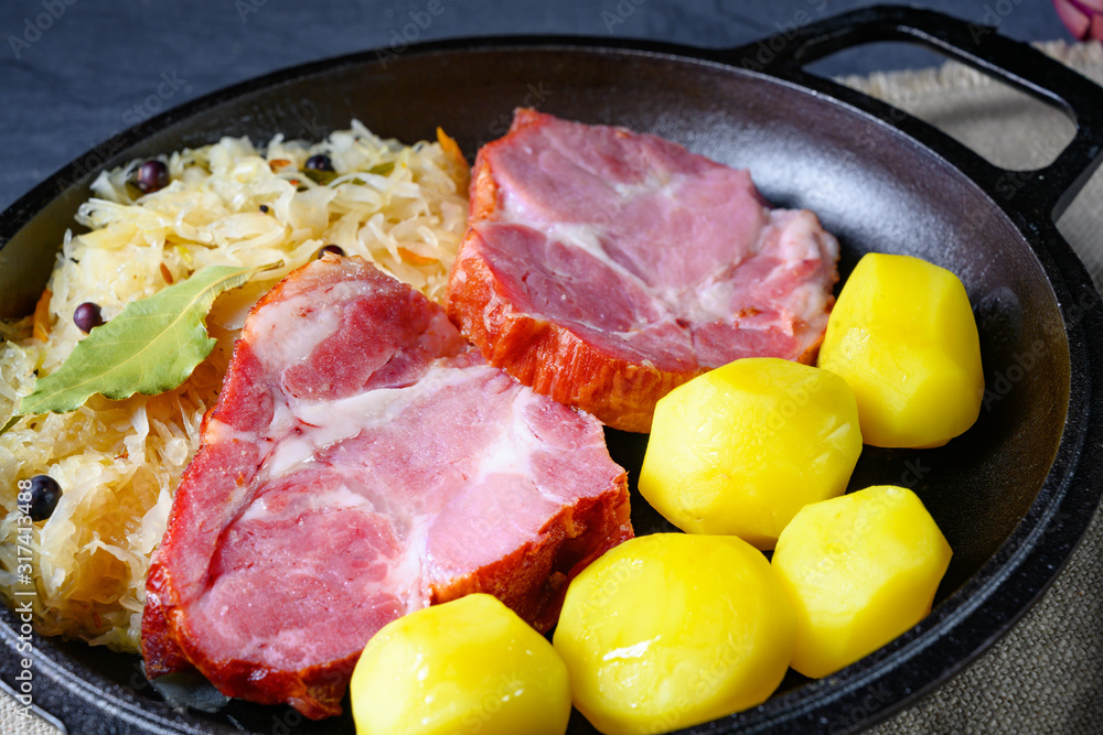 boiled sauerkraut and delicious saddle of pork
