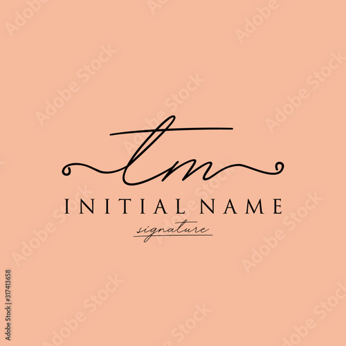 Initial letter TM Signature handwriting Logo Vector