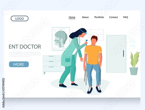 Ent doctor vector website landing page design template