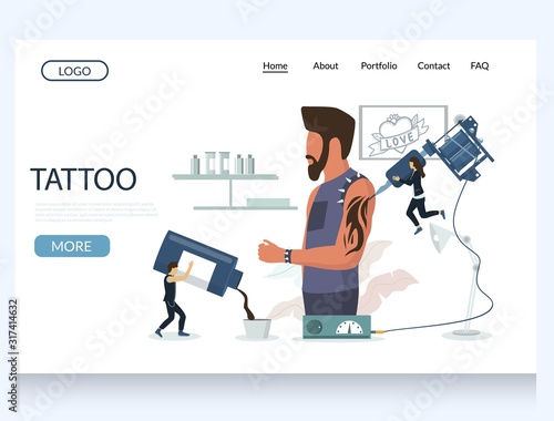 Tattoo vector website landing page design template